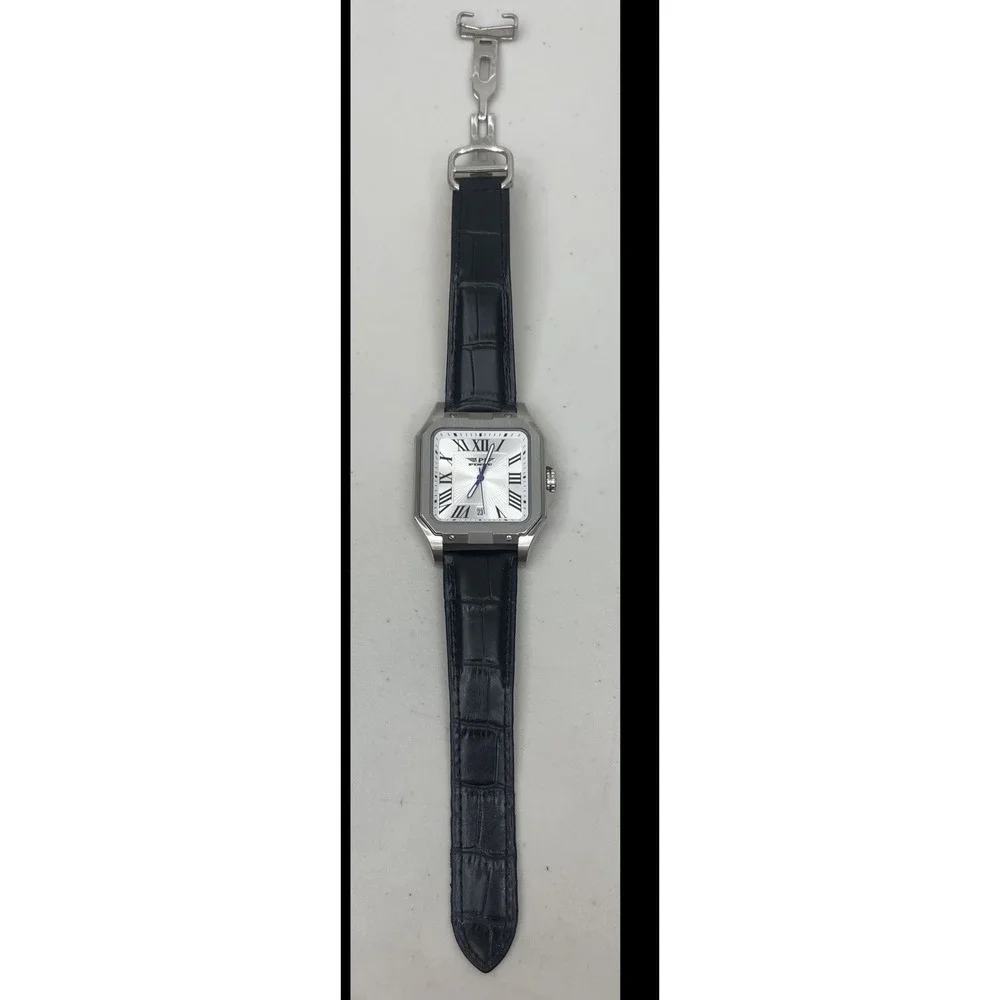 PINDU P6515 Men's Square‎ Automatic Watch Leather Deployment Clasp Dress 22mm
